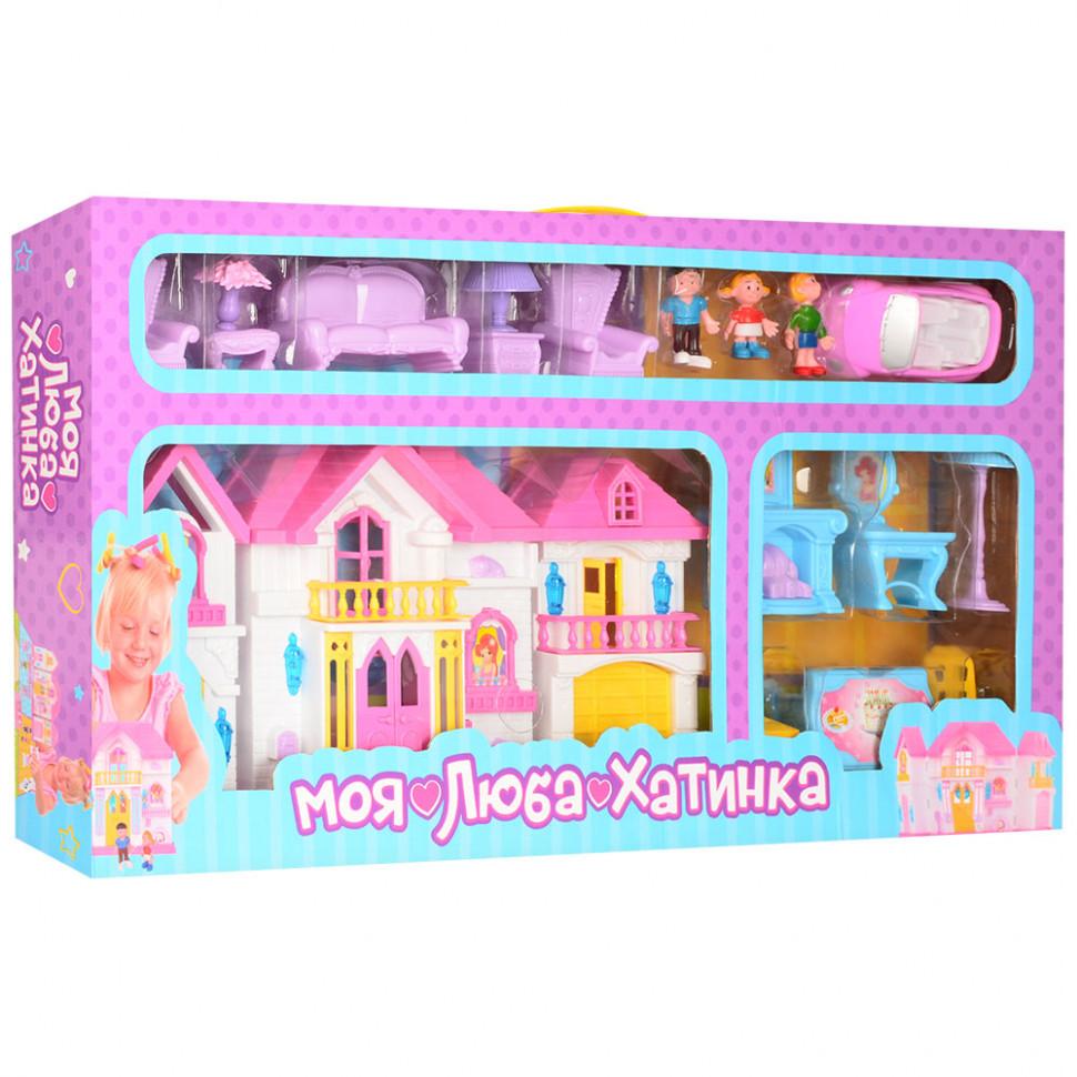 

Игрушечный домик для кукол WD-922 с мебелью и машинкой (Голубой)