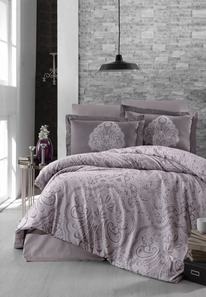 

Постельное белье из люкс сатина First Choice S-471 Milena lavender евро m017488
