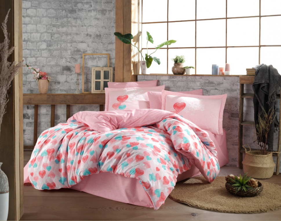 

Постельное белье Poplin Hobby Lavida красный полуторный 8698499154452