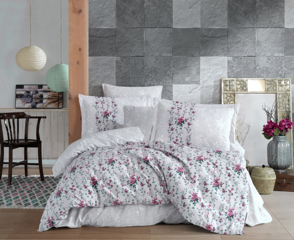

Постельное белье Poplin Hobby Cloudia серый евро 8698499154117
