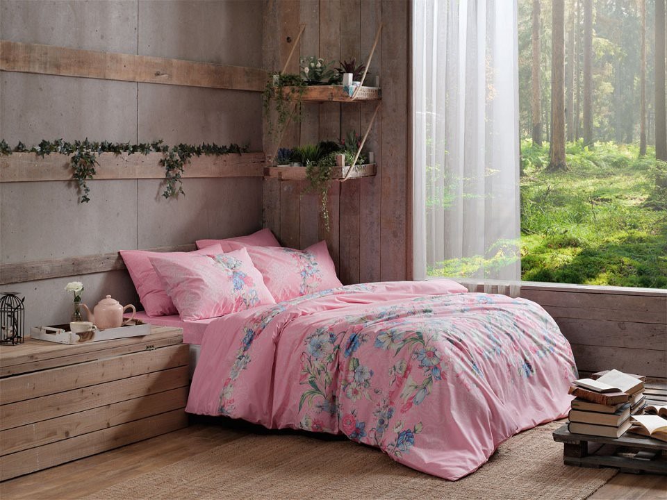 

Постельное белье ранфорс TAC Fleur pembe King Size 60111007