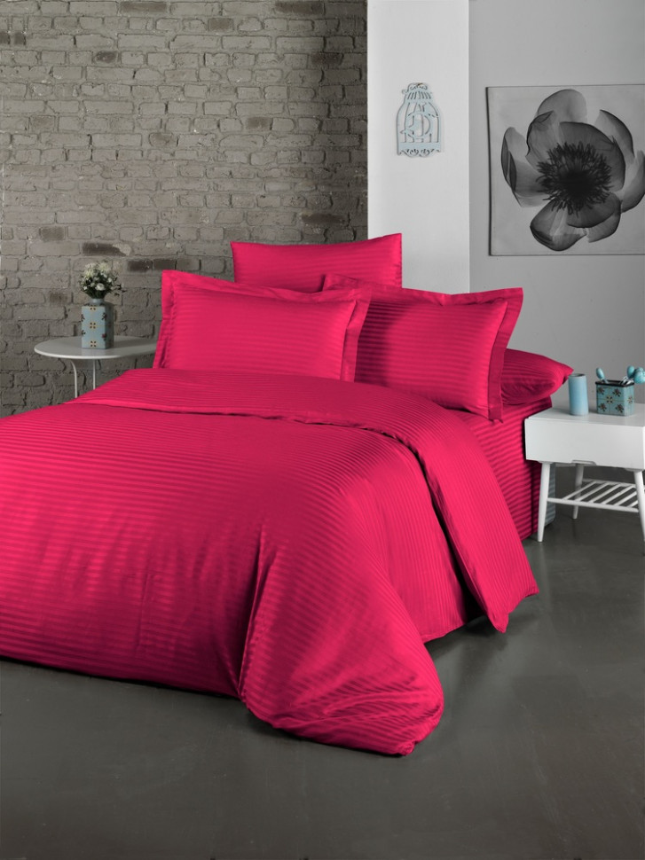 

Постельное белье LightHouse Exclusive Sateen Stripe Lux бордовый евро 2200000550231