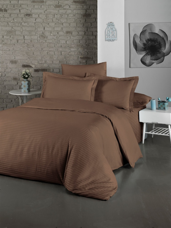 

Постельное белье LightHouse Exclusive Sateen Stripe Lux шоколадный евро 2200000550224