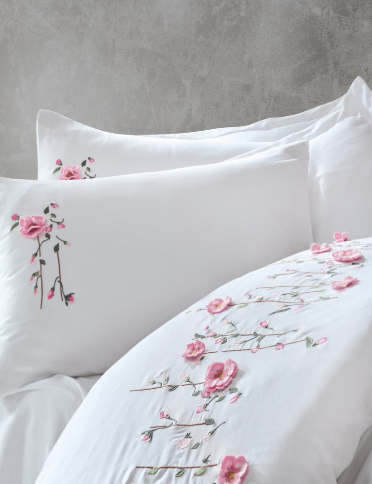 

Постельное белье с 3D вышивкой Cotton Box Perla beyaz евро 010077490
