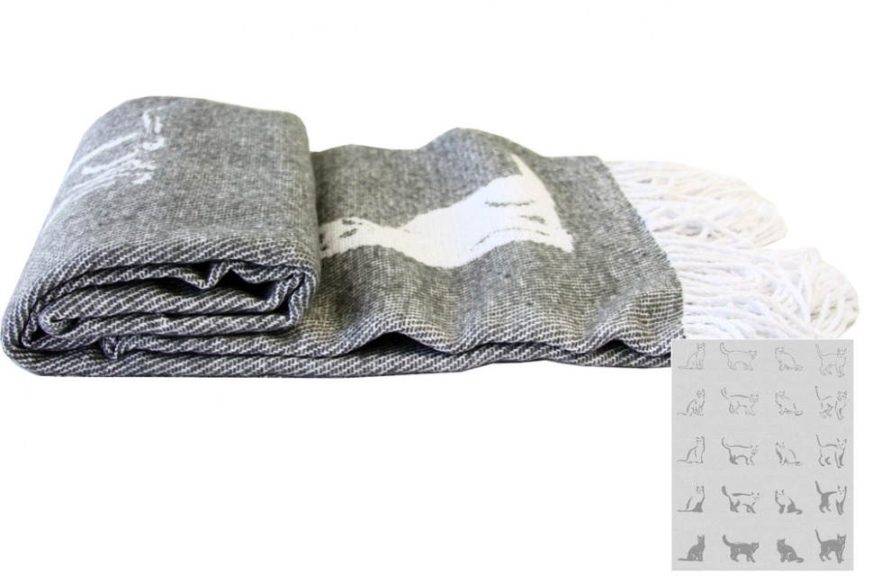

Плед хлопковый LightHouse Cats серый 140x200 2200000552099