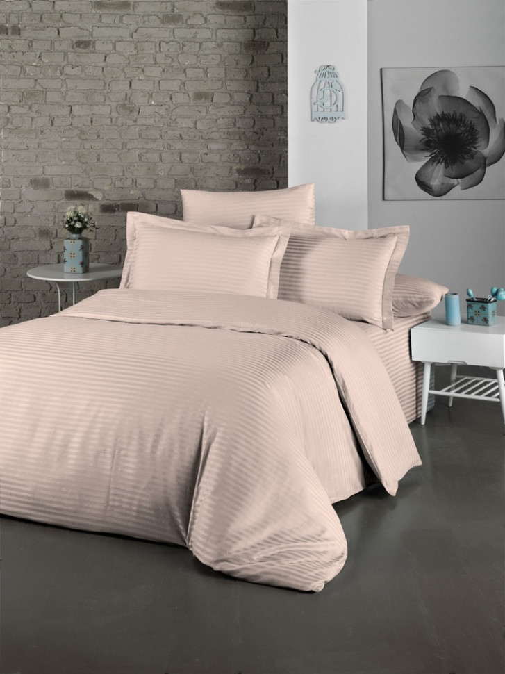 

Постельное белье LightHouse Exclusive Sateen Stripe Lux персиковый евро 2200000550262