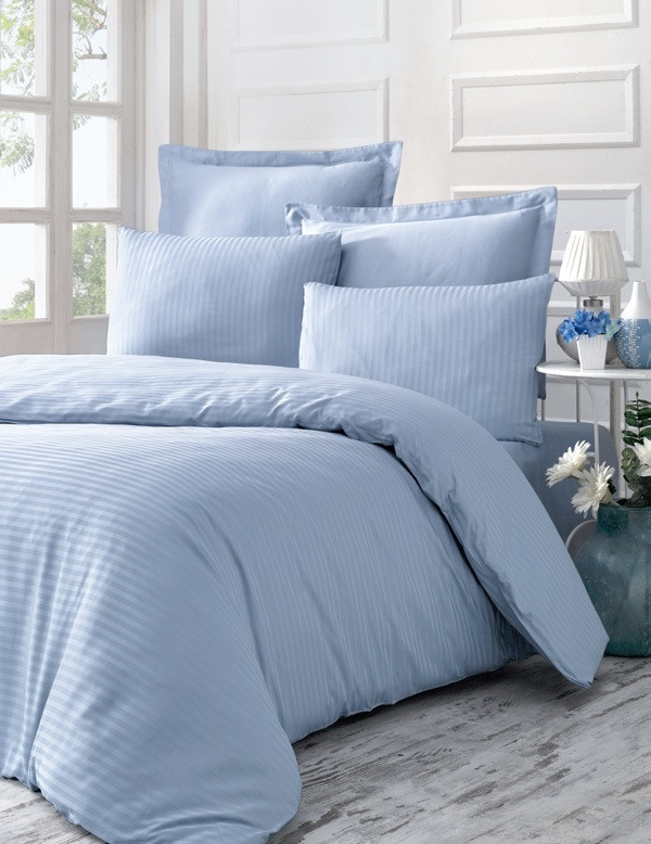 

Постельное белье Victoria Stripe Sateen Line голубой евро 2200000541093
