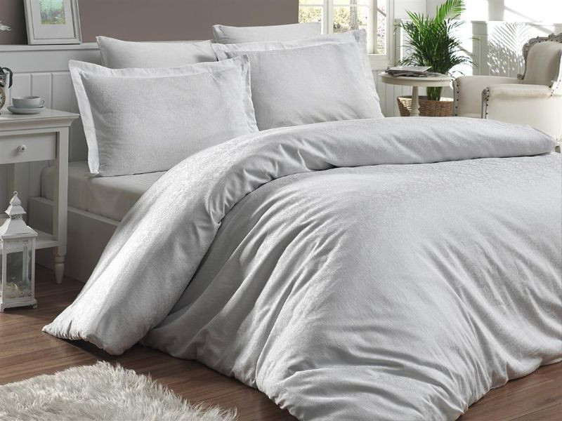 

Постельное белье жаккардовое однотонное First Choice Misra beyaz евро m014142