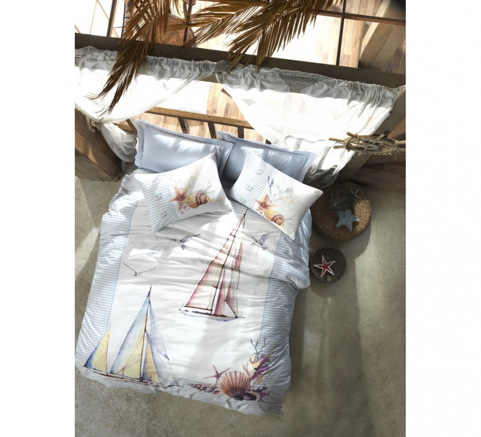 

Комплект постельного белья из ранфорса Cotton Box Maritime Yacht mavi евро 010077631