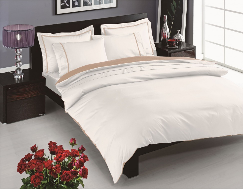

Постельное белье сатин Delux TAC Prestige ecru евро 60243872