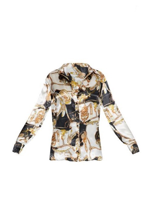 

Рубашка PrettyLittleThing 38 бежевый с принтом 4594215200134