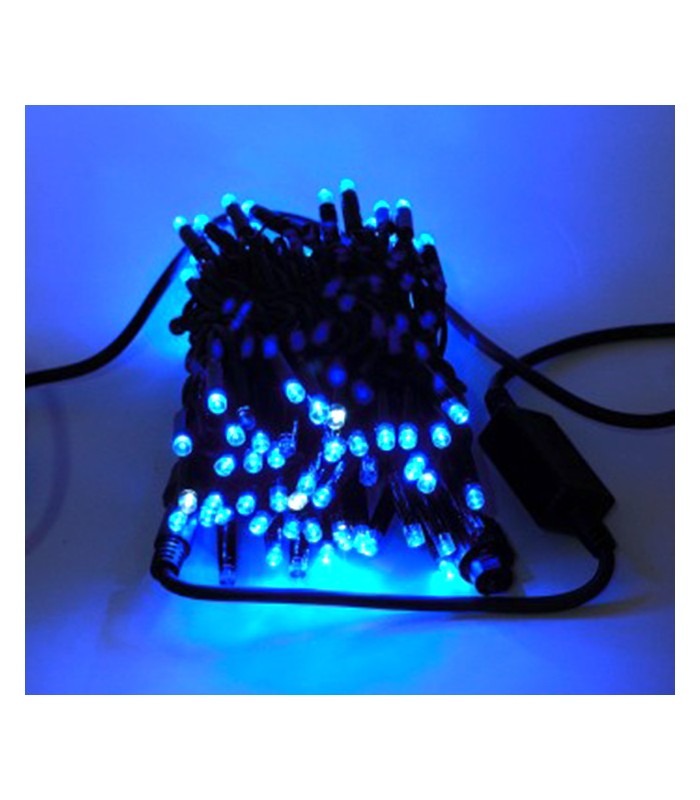 

Гирлянда цепь светодиодная классическая 5 м 100 LED черный шнур прямые лампочки от сети Синяя
