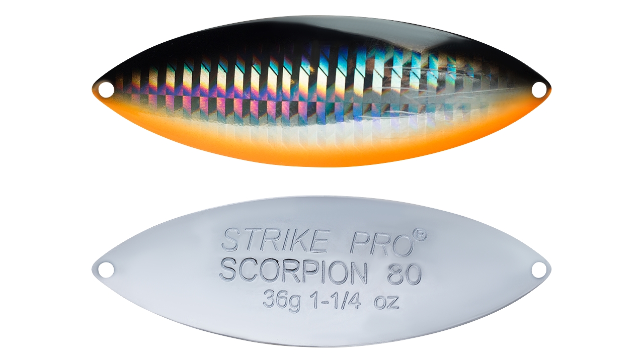 

Блесна колеблющаяся Strike Pro Scorpion Treble 70H, 70 мм, 28 гр, Тройник, (ST-08B2#A70-713-CP) (96201)