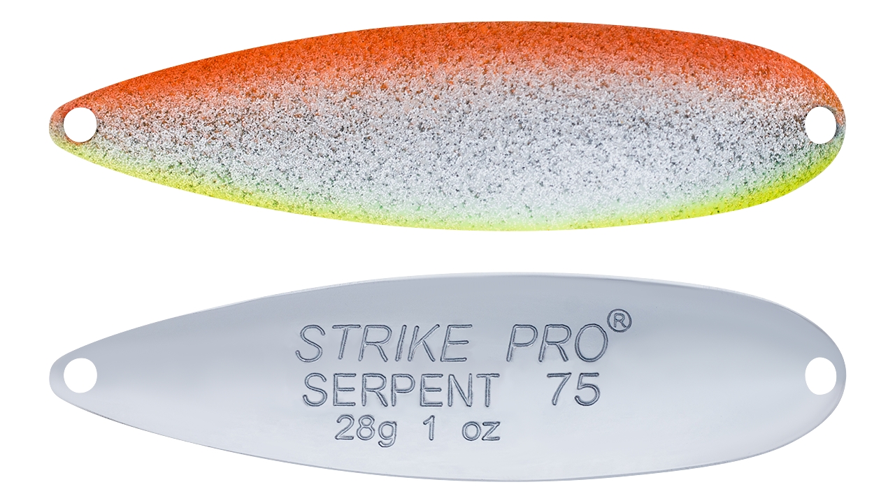 

Блесна колеблющаяся Strike Pro Serpent Treble 75H, 75 мм, 28 гр, Тройник, (ST-010B2#A197-CP) (96239)