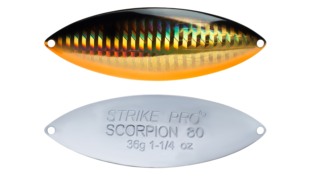 

Блесна колеблющаяся Strike Pro Scorpion Treble 80H, 80 мм, 36 гр, Тройник, (ST-08C2#613-713-CP) (96213)