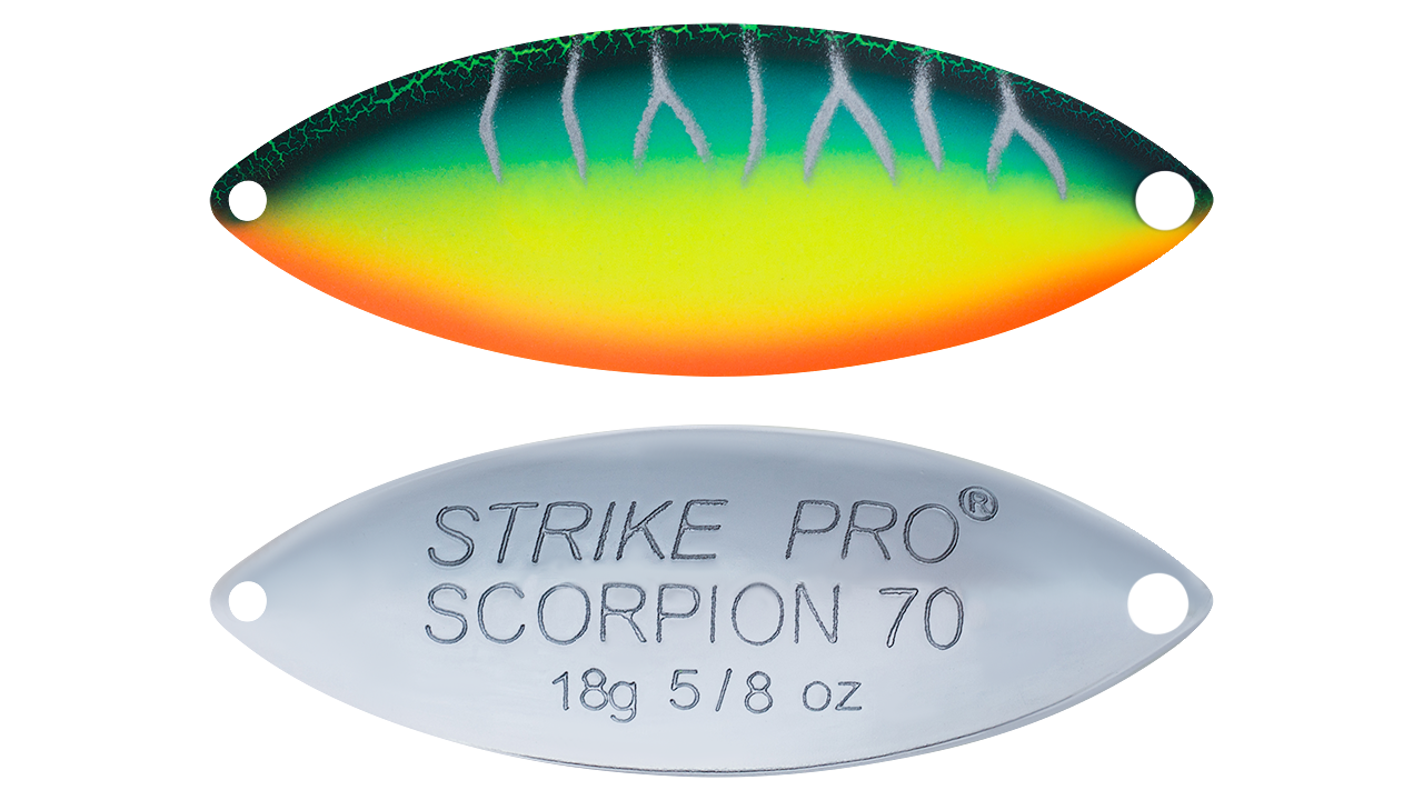 

Блесна колеблющаяся Strike Pro Scorpion Double 70M, 70 мм, 18 гр, Двойник-незацепляйка, (ST-08BD#A223S-RP-CP) (96206)