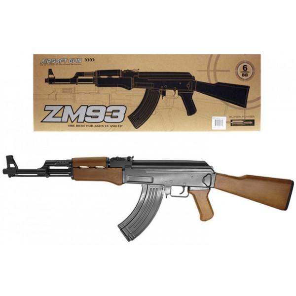 

Игрушечный автомат Калашникова ZM 93 Pro металл пневматический с пульками и очками