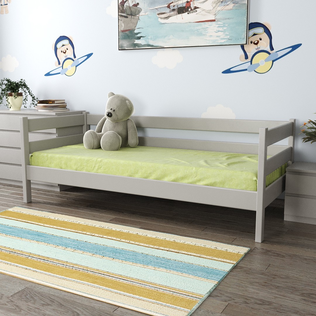 

Односпальная кровать из ясеня MEBLIUS Умка 80 см x 200 см Серая