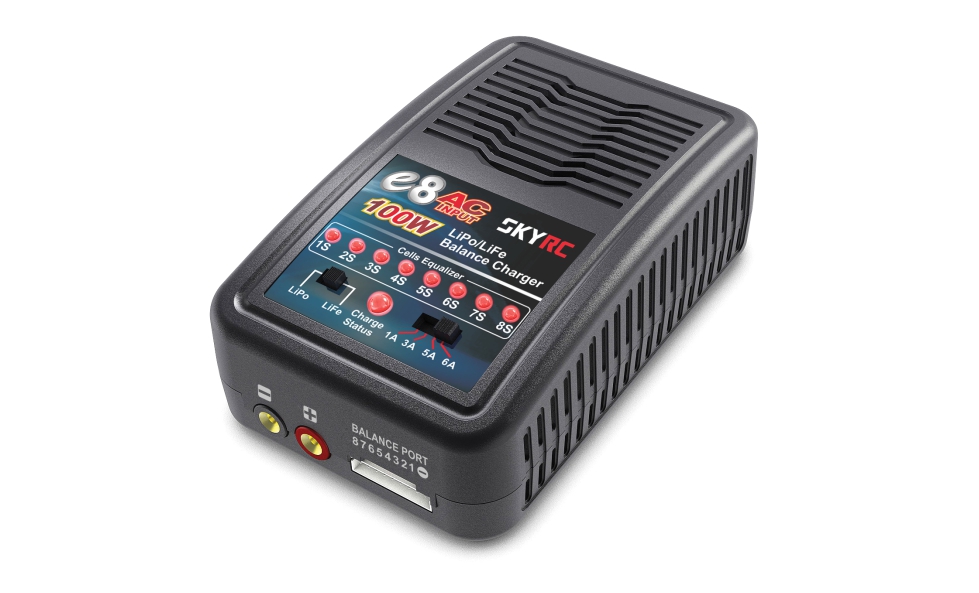 

Зарядний пристрій SkyRC E8 1/3/5/6A з/БП 100W для LiPo 1-8S акумуляторів (SK-100096)