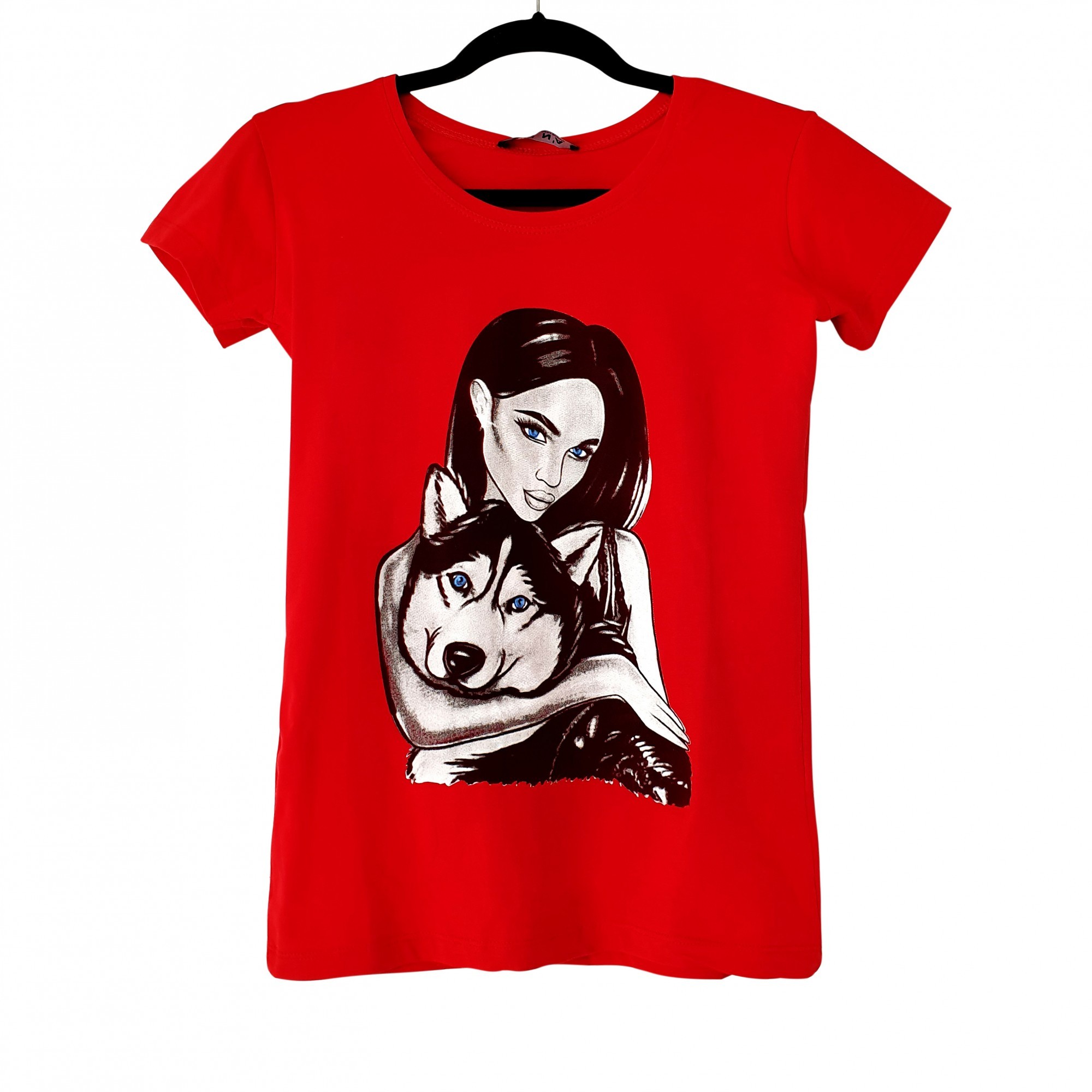 

футболка женская N Angels Girl and husky красная One size 3254