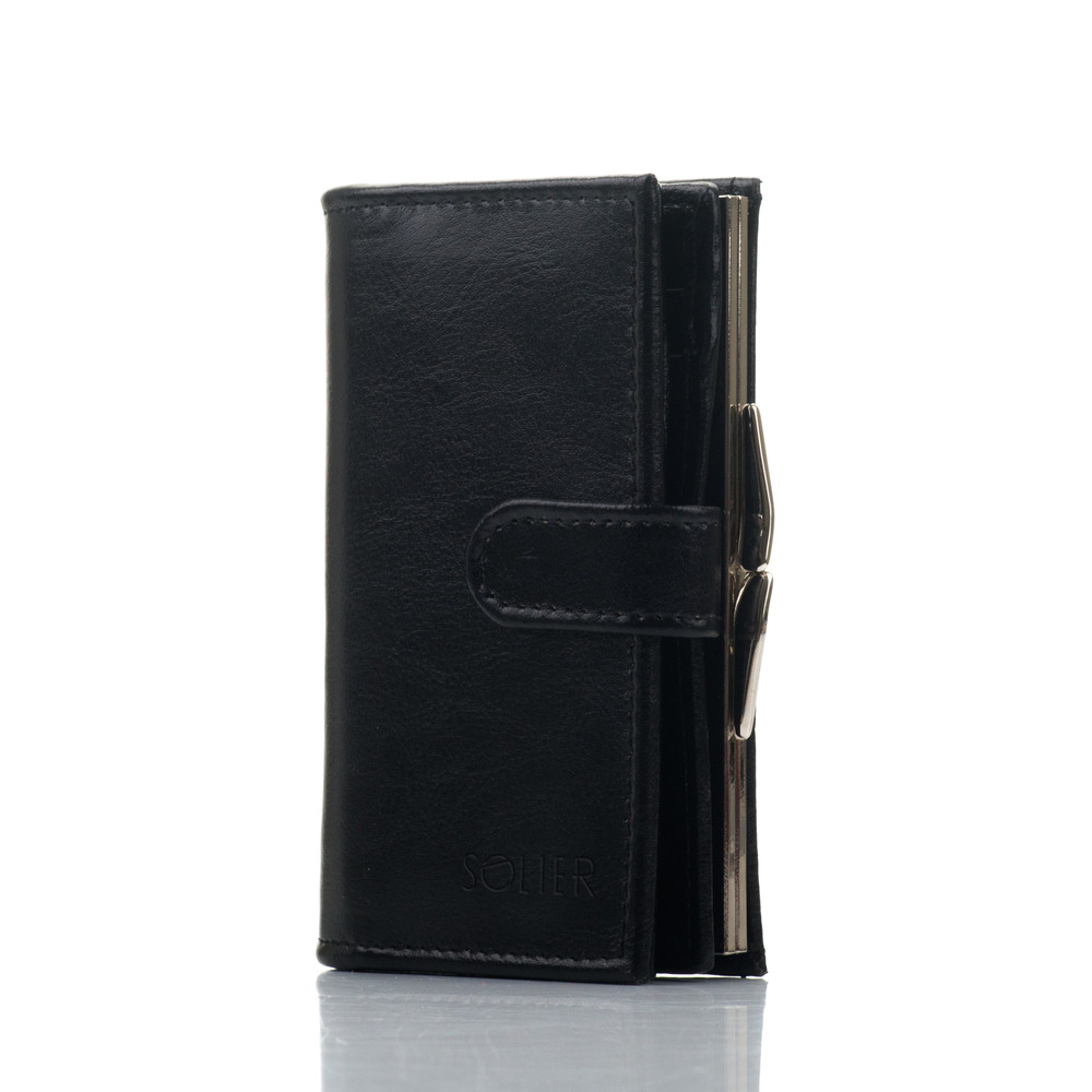 

Женский кожаный кошелек Solier с RFID 16 х 8,5 х 3 (P13) - черный
