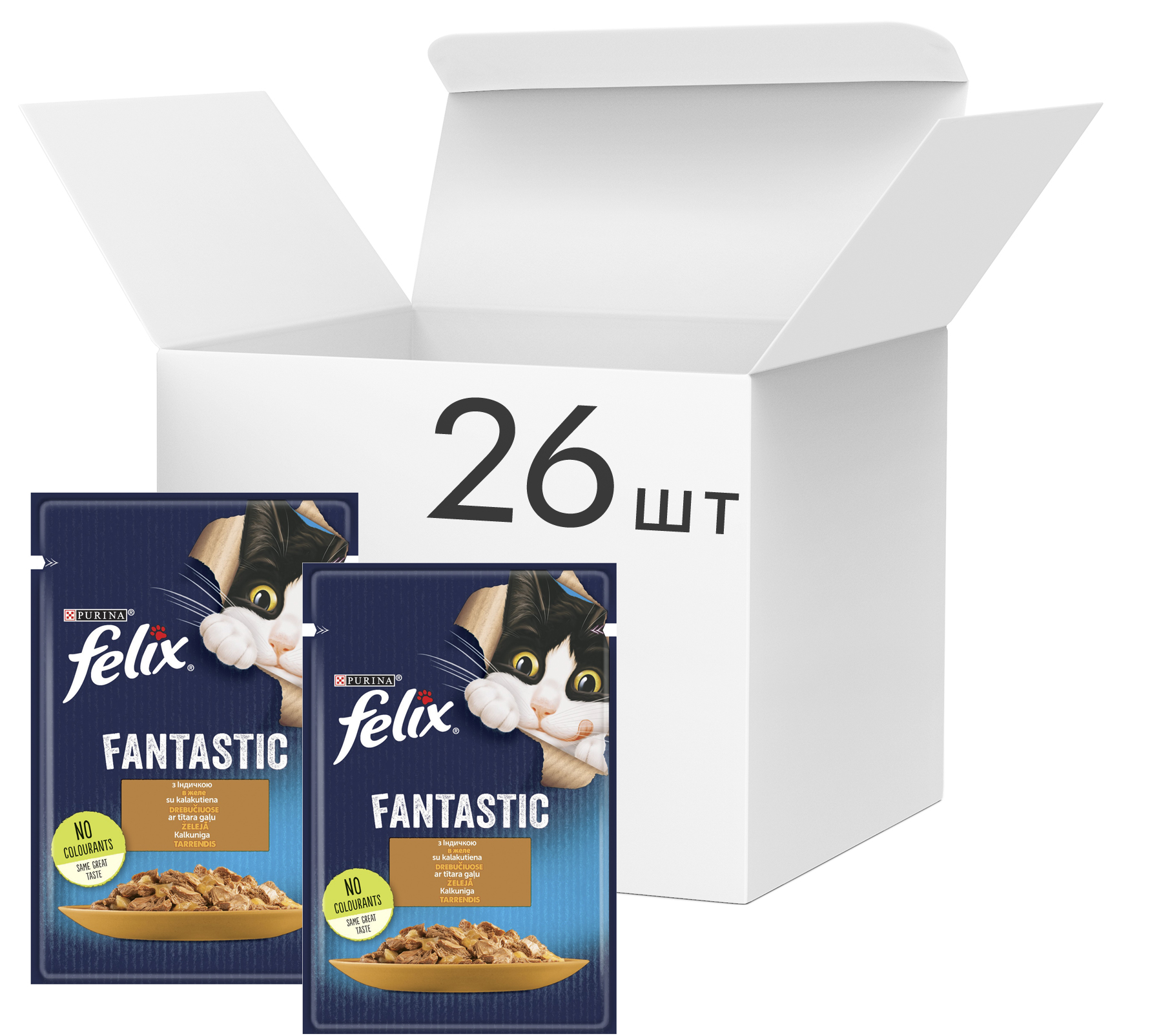 Акція на Упаковка влажного корма для котов Purina Felix Fantastic с индейкой в желе 26 шт по 85 г (7613039832523) від Rozetka UA