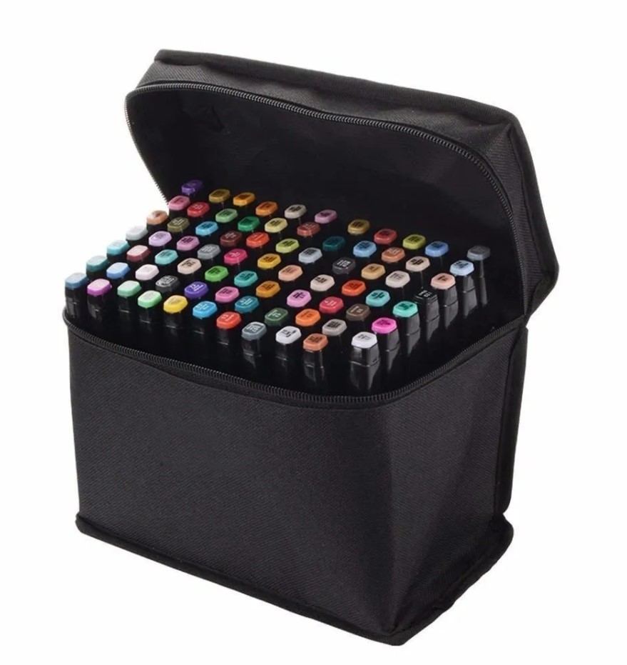 

Современный набор скетч-маркеров 80шт. для рисования двусторонних с сумкой-чехлом