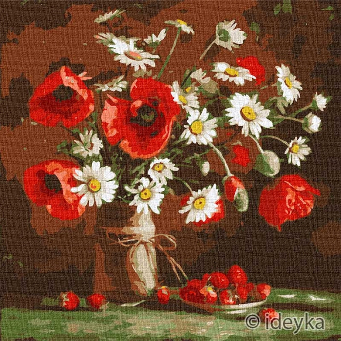 

Картина по номерам "Маково-клубничный этюд ©Ira Volkova " Идейка холст на подрамнике 40x40см KHO2992