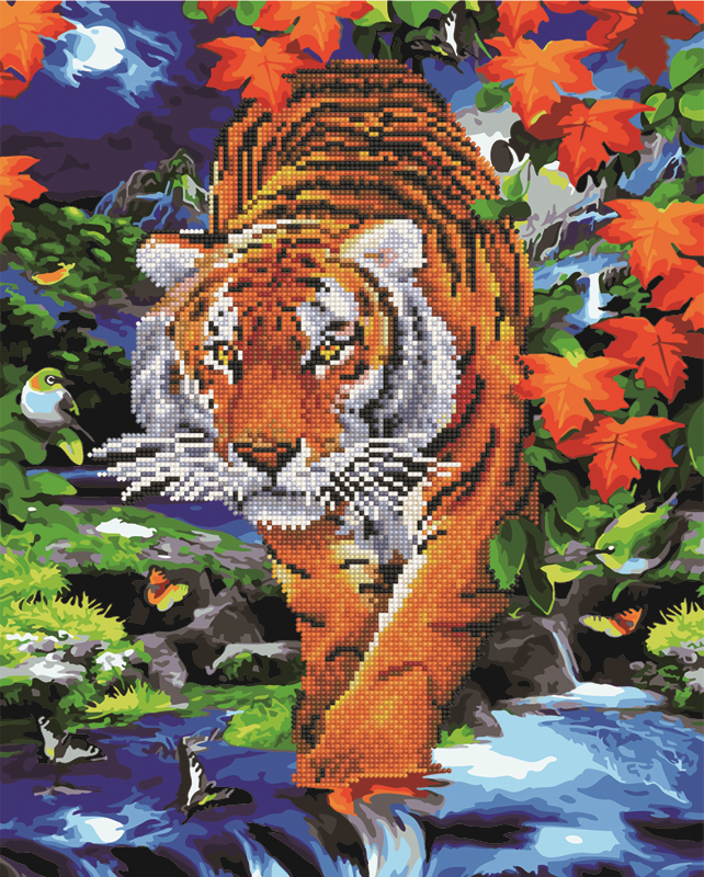 

Алмазная мозаика и картина по номерам Rainbow Art Тигр на реке GZS1098 40х50 см Алмазная картина набор для росписи краски, кисти, холст