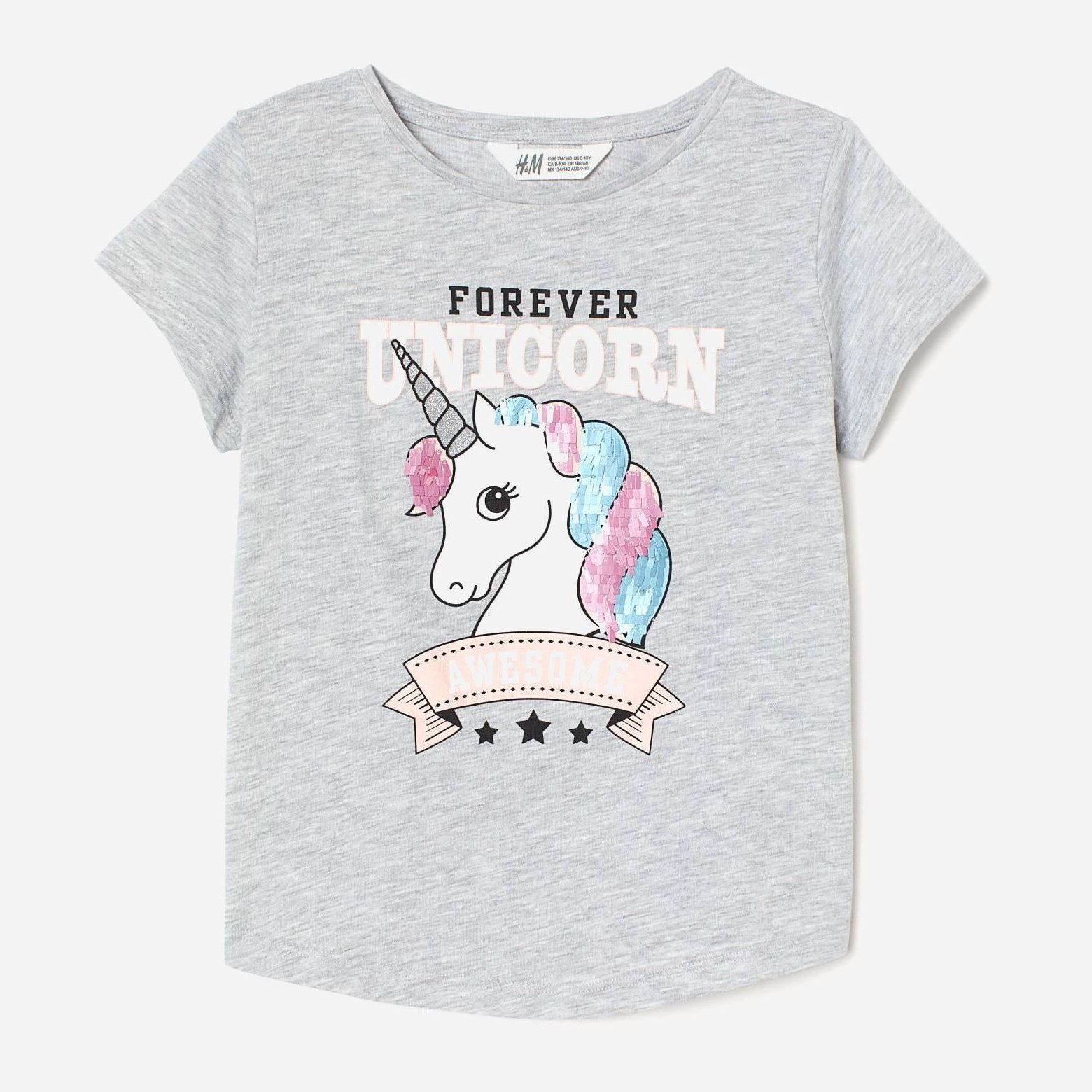 

Футболка H&M 2010-744128 134-140 см Серый/Единорог