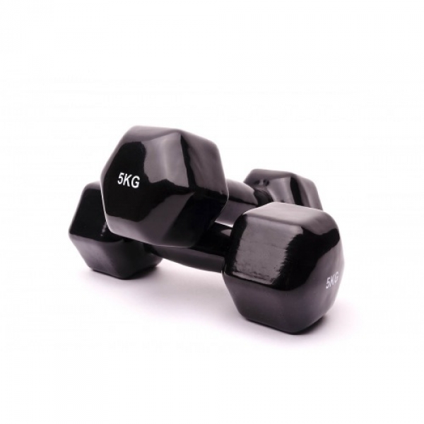 

Гантели для фитнеса 2шт по 5кг с виниловым покрытием FitnesOK.Черный