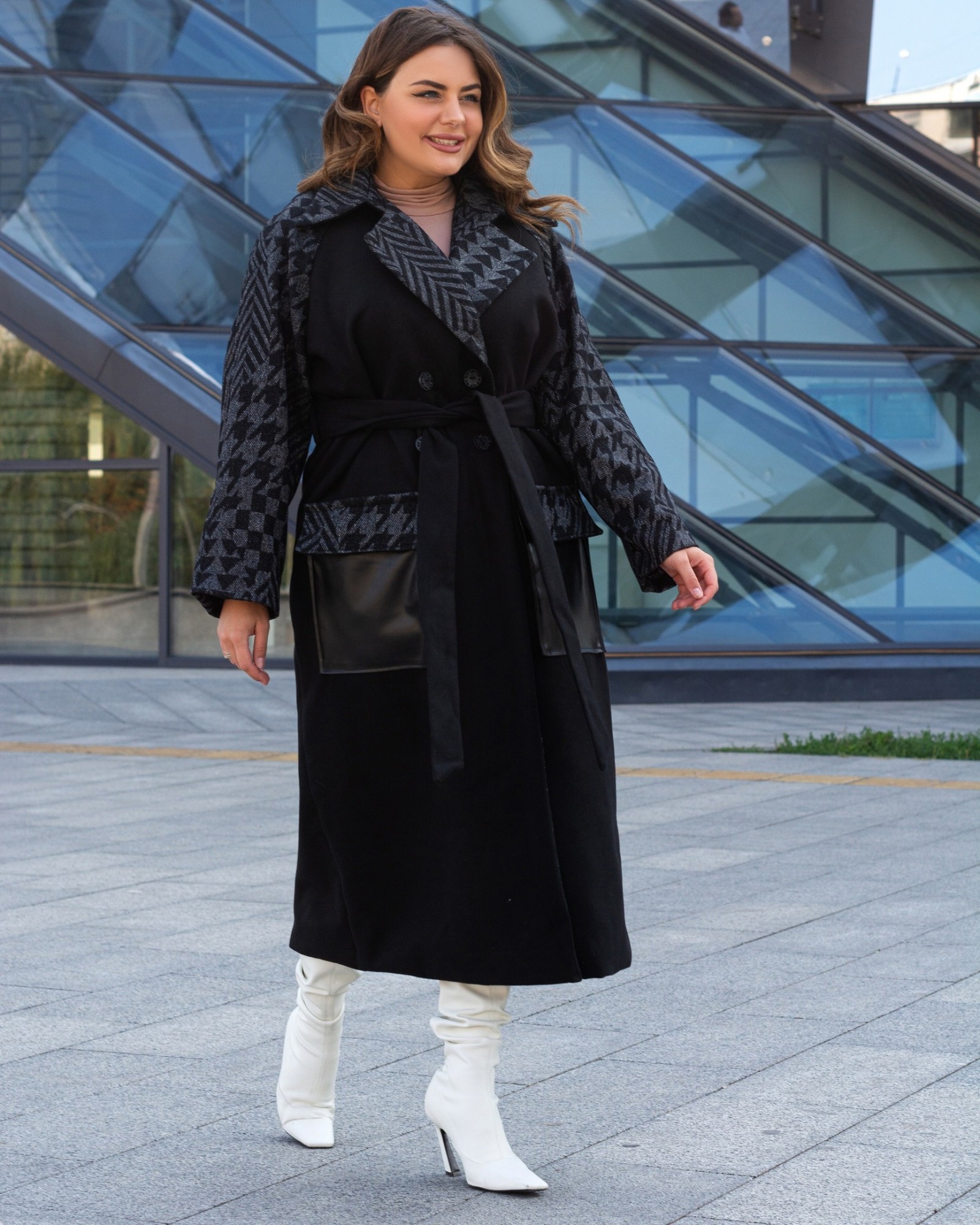 

Пальто Fashion Look 481 Черный с темно-коричневым, Пальто Fashion Look 481 Черный с темно-коричневым 56-58