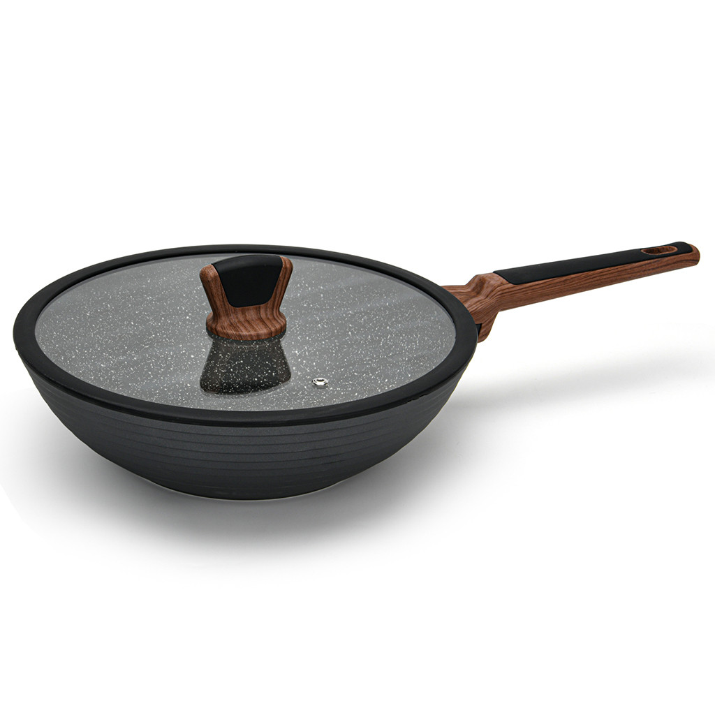 

Сковорода WOK Fissman Diamond алюминиевая с антипригарным покрытием Greblon C3+ 28х8см/3.6л