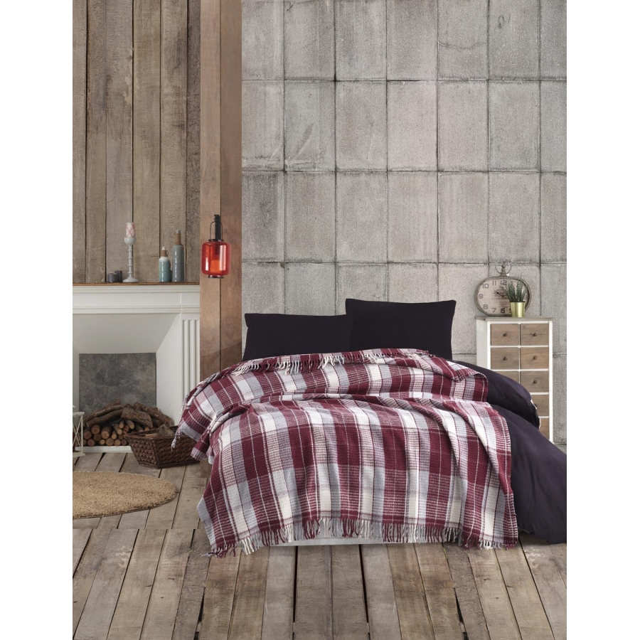 

Плед Eponj Home Ekose Bordo Gri 180х220 см турция, хлопок, акрил