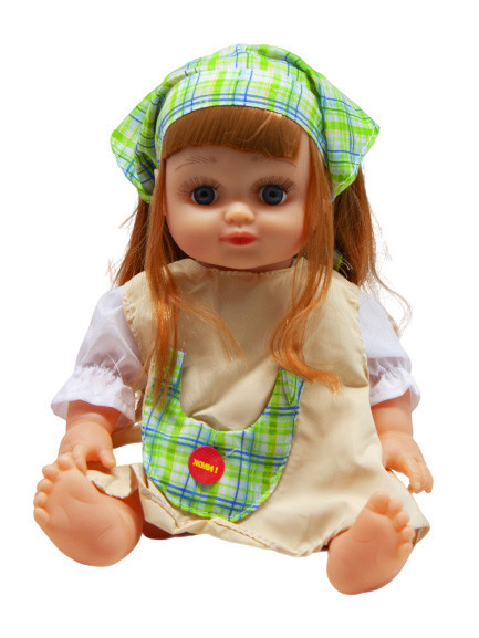 

Кукла музыкальная "Алина" Bambi 5079-5138-41-43 33 см, (рус.) в рюкзаке (В платьице и платочке)