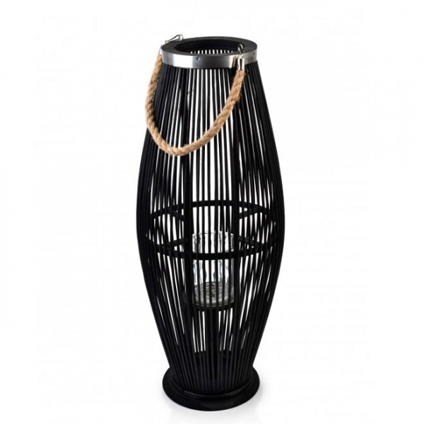 

Подсвечник-фонарь с ручкой LUCIE BLACK H-72 см. Flora 35630