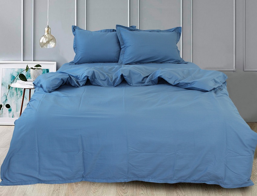 

Постельное белье однотонное сатин люкс TAG tekstil Blue Grey Евро