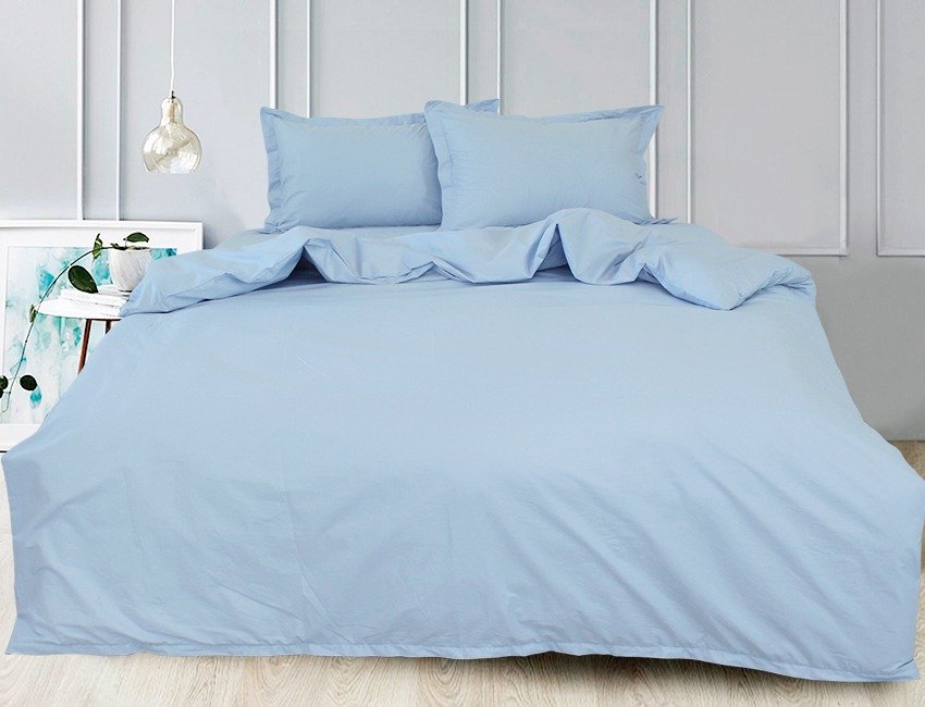 

Постельное белье однотонное сатин люкс TAG tekstil Light Blue Евро