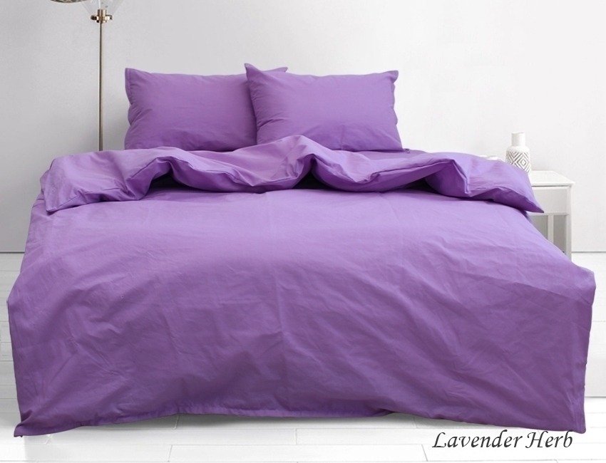 

Комплект однотонного постельного белья ранфорс TAG Lavender Herb Евро макси