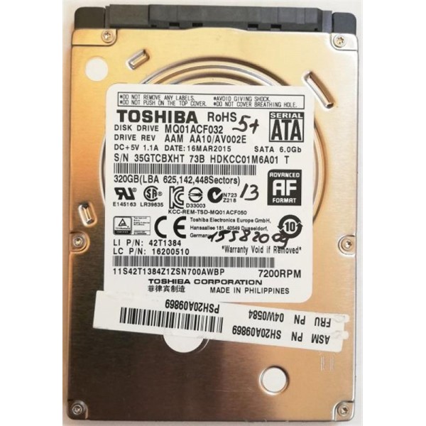 

HDD 2.5" SATA 320GB Toshiba 7200rpm (MQ01ACF032)