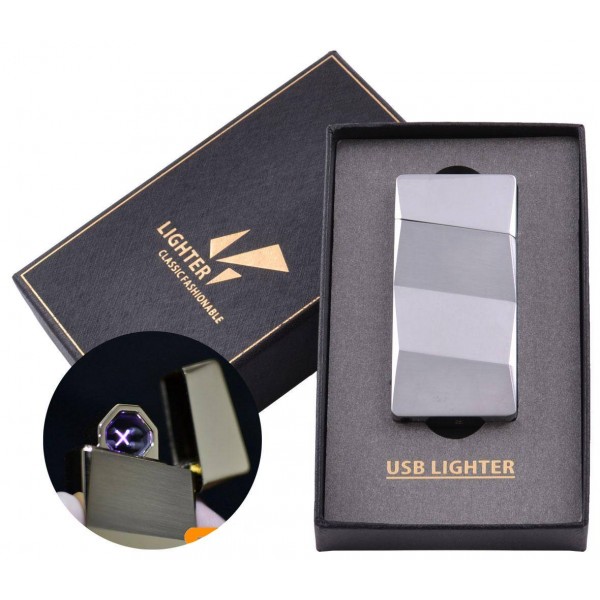 

Электроимпульсная зажигалка в подарочной упаковке (Двойная молния, USB) HL-5 Silver