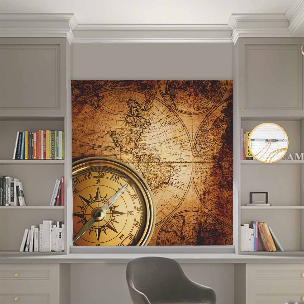 

Римские шторы DECOLIV Фотопечать Старинная карта 08-115 Блэкаут 300*170 см