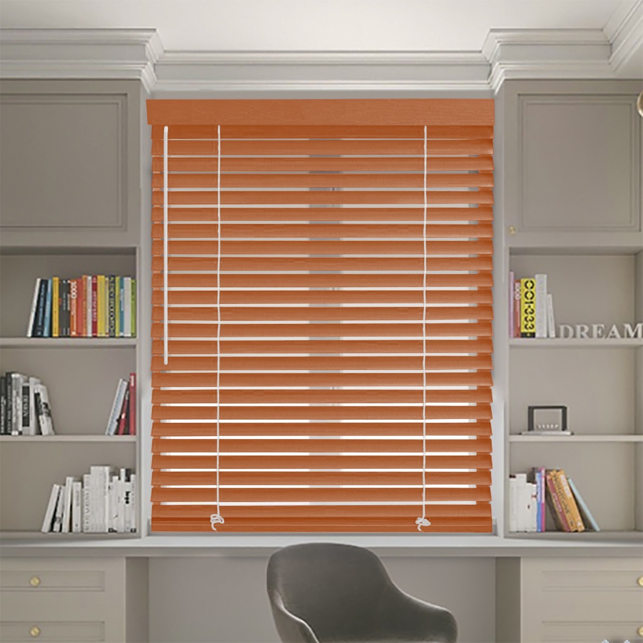 

Жалюзи деревянные горизонтальные 130x160 cм 25 мм морковный №3 DECOLIV