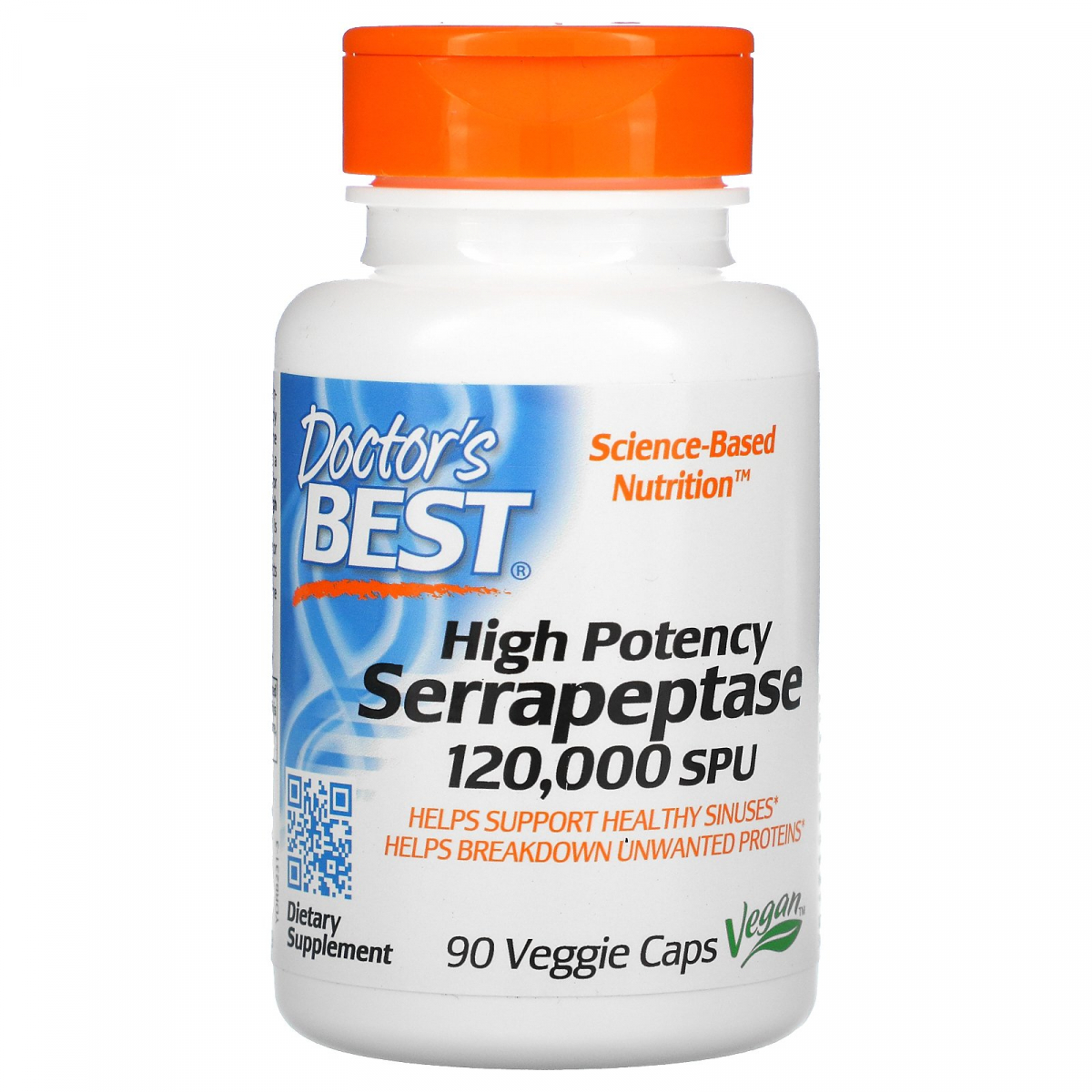 

Серрапептаза, Serrapeptase, Doctor's Best, 120000 SPUs, 90 капсул