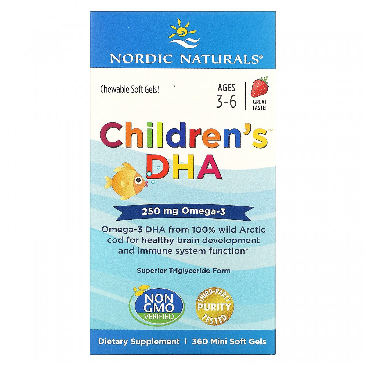 

Рыбий жир для детей Nordic Naturals (Children's DHA) 360 капсул со вкусом клубники