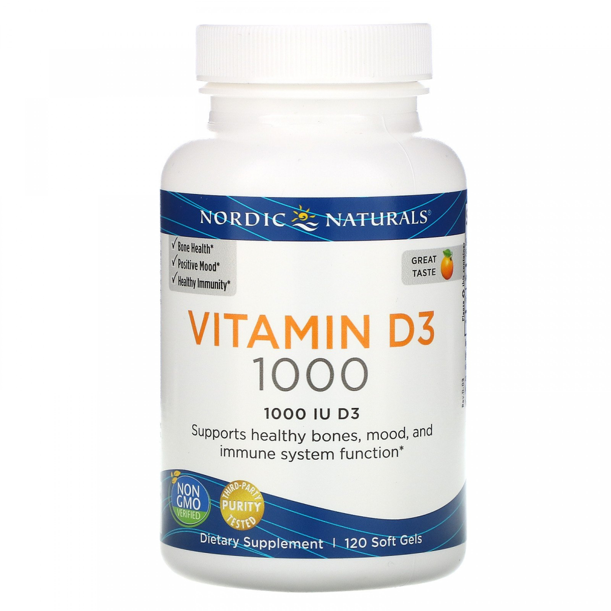 

Витамин D3, апельсин, Nordic Naturals, 1000 МЕ, 120 мягких капсул