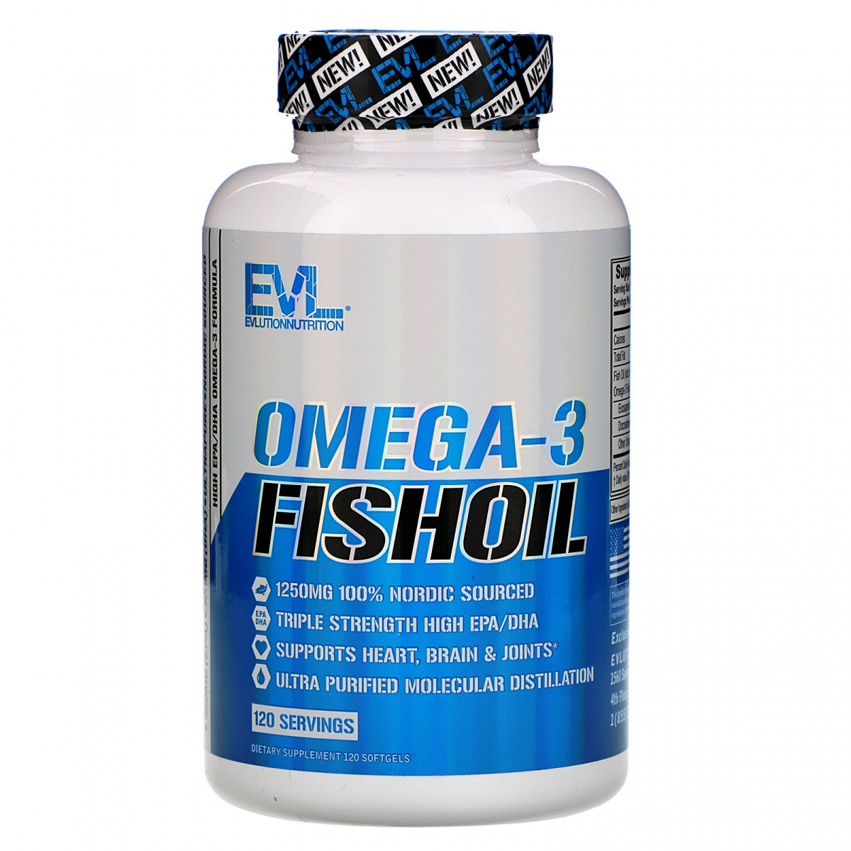 

EVLution Nutrition, Омега-3 рыбий жир, тройная сила, 120 гелевых капсул