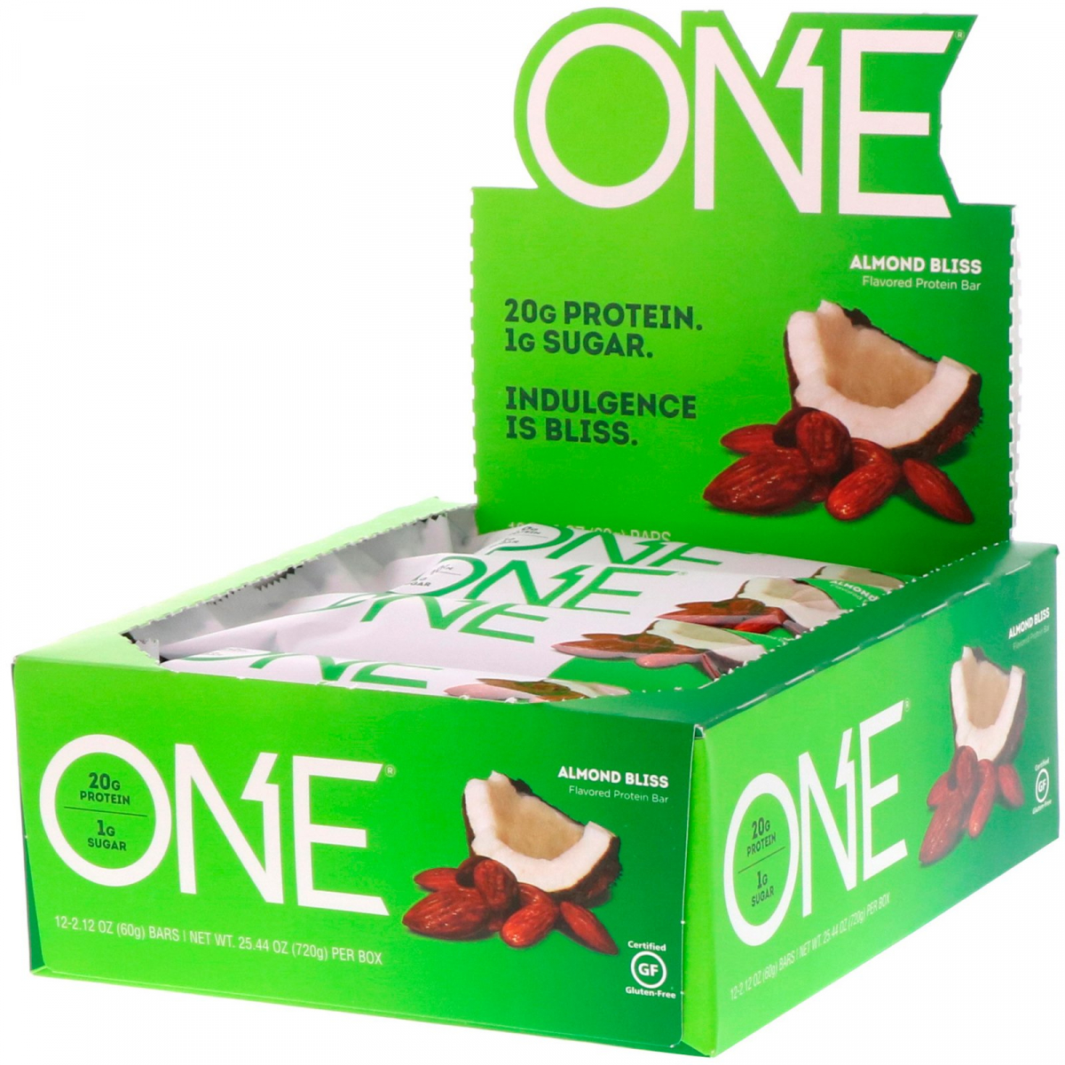 

Один батончик, миндаль, One Brands, 12 батончиков, 2,12 унц. (60 г) каждый