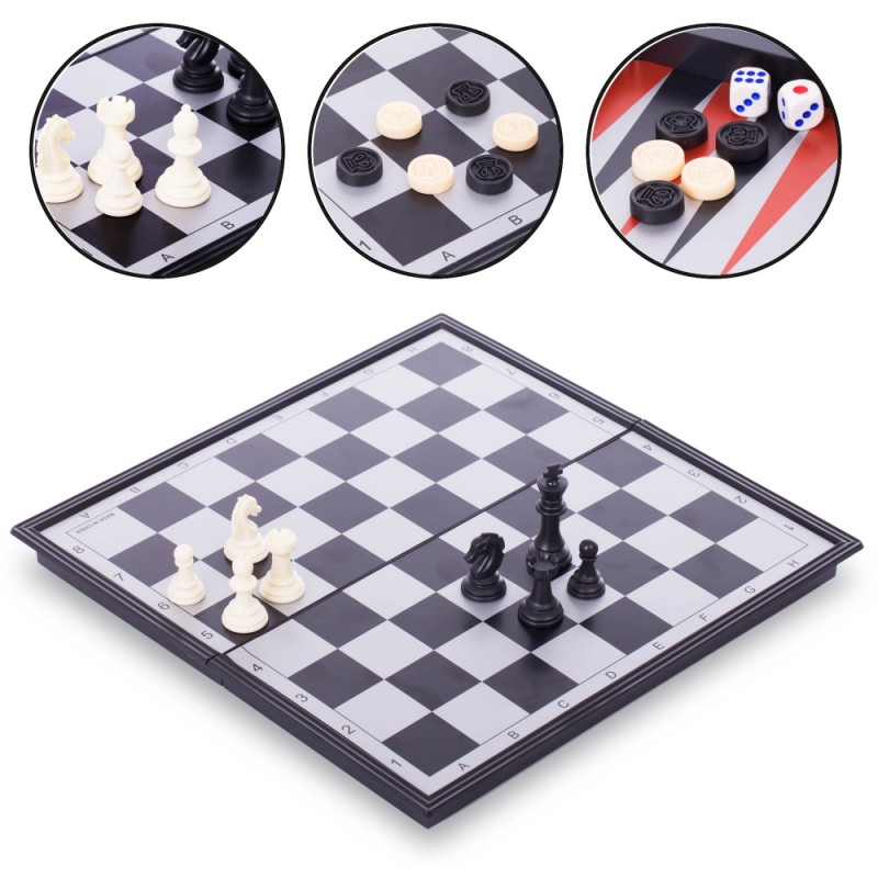 

Шахматы, шашки, нарды 3 в 1 дорожные ChessTour 270x270 мм, код: 9618