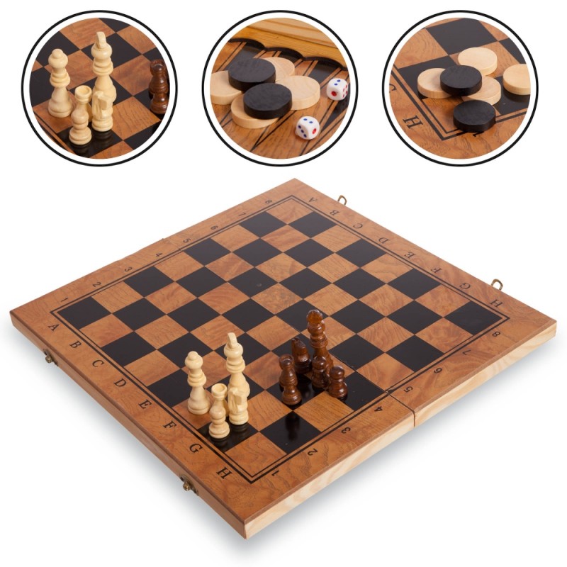 

Шахматы, шашки, нарды 3 в 1 ChessTour, код: S3029